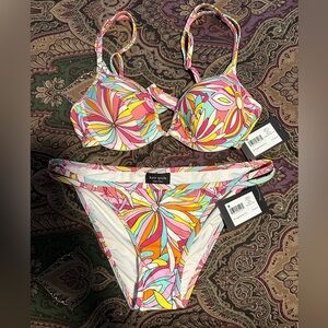 New! SET Kate Spade Anemone Floral Underwire Bikini Top & Bottom Set Size XS